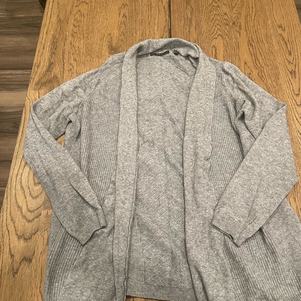 Cyrus Gray Cardigan Sweater Open Front Knit